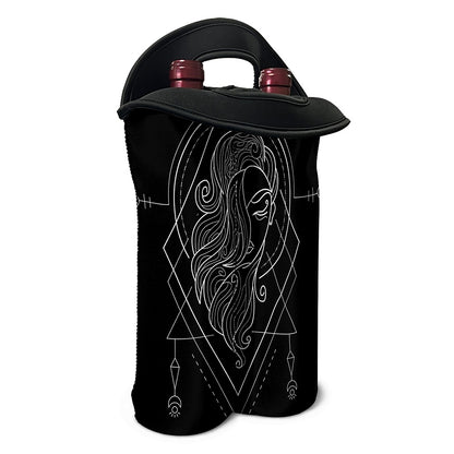 Black And White Virgo Sign Print Double Neoprene Wine Tote