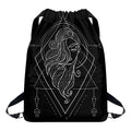 Black And White Virgo Sign Print Drawstring Backpack