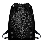 Black And White Virgo Sign Print Drawstring Backpack