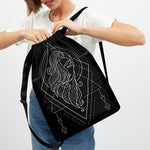 Black And White Virgo Sign Print Drawstring Backpack