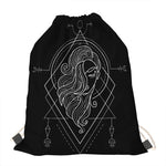 Black And White Virgo Sign Print Drawstring Bag