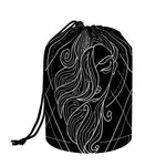 Black And White Virgo Sign Print Drawstring Makeup Bag