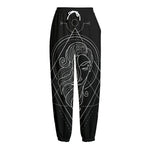 Black And White Virgo Sign Print Fleece Lined Knit Pants