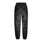 Black And White Virgo Sign Print Fleece Lined Knit Pants