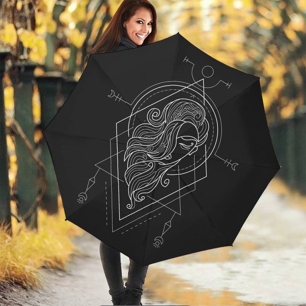 Black And White Virgo Sign Print Foldable Umbrella
