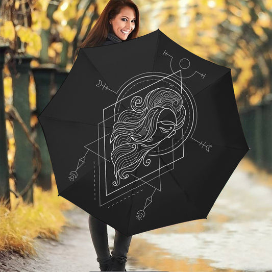 Black And White Virgo Sign Print Foldable Umbrella