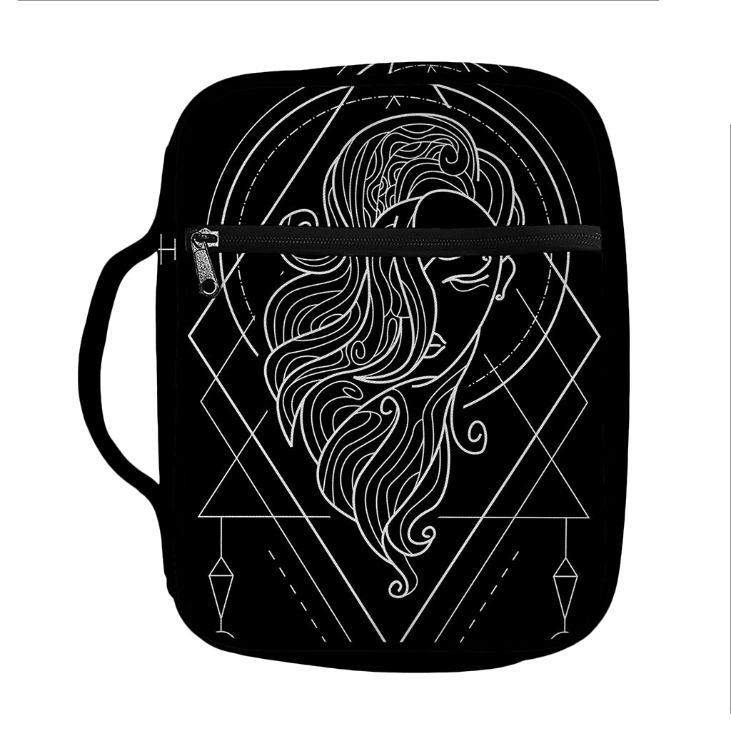 Black And White Virgo Sign Print Front Pocket Bible Bag