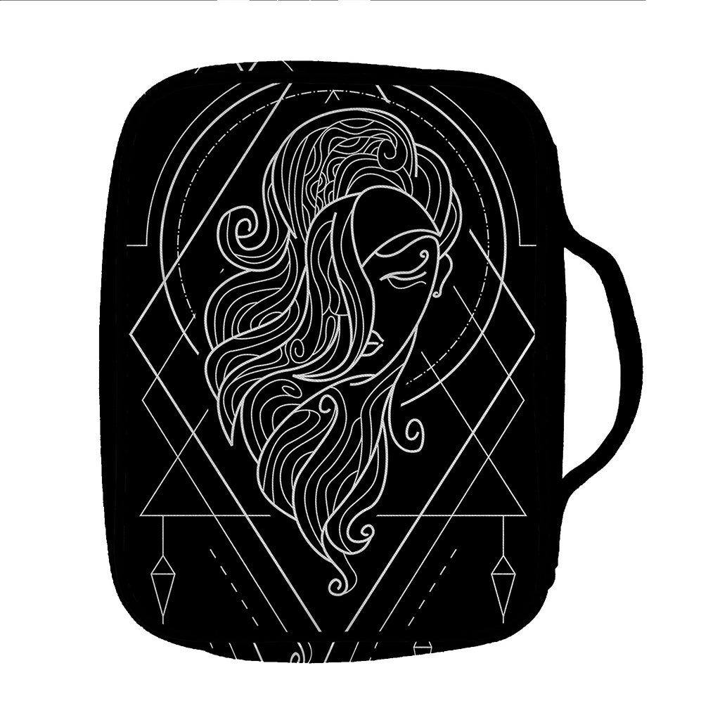 Black And White Virgo Sign Print Front Pocket Bible Bag