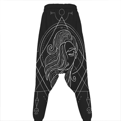 Black And White Virgo Sign Print Hammer Pants