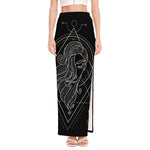 Black And White Virgo Sign Print High Slit Maxi Skirt