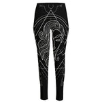Black And White Virgo Sign Print High-Waisted Pocket Leggings