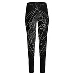 Black And White Virgo Sign Print High-Waisted Pocket Leggings