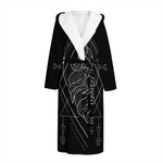 Black And White Virgo Sign Print Hooded Bathrobe