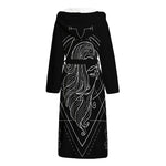 Black And White Virgo Sign Print Hooded Bathrobe
