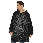 Black And White Virgo Sign Print Hoodie Blanket
