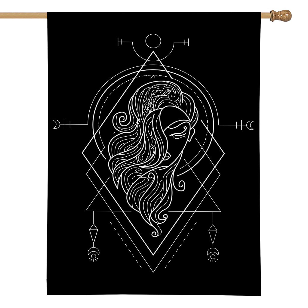 Black And White Virgo Sign Print House Flag