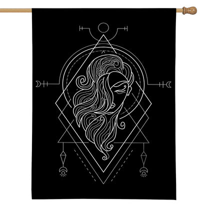 Black And White Virgo Sign Print House Flag