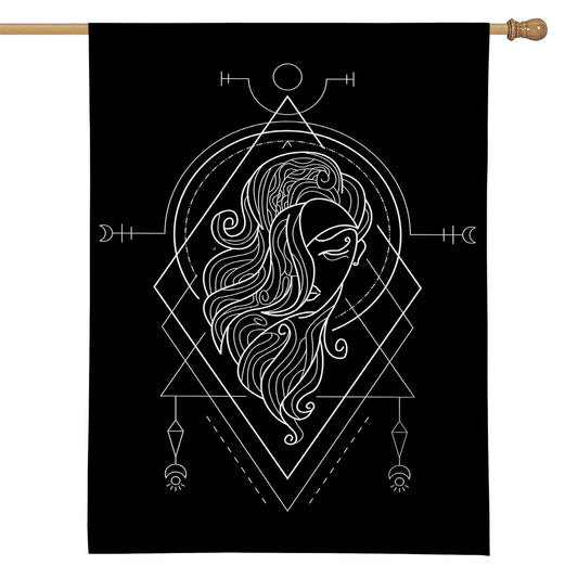 Black And White Virgo Sign Print House Flag