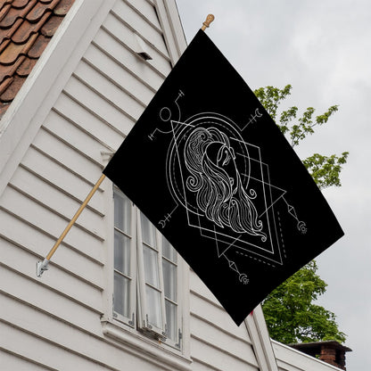 Black And White Virgo Sign Print House Flag