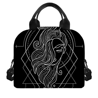 Black And White Virgo Sign Print Insulated Lunch Bag