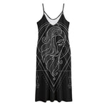 Black And White Virgo Sign Print Jersey Midi Cami Dress