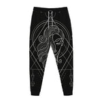 Black And White Virgo Sign Print Jogger Pants