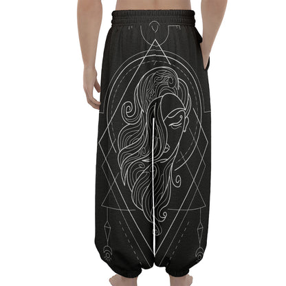 Black And White Virgo Sign Print Lantern Pants
