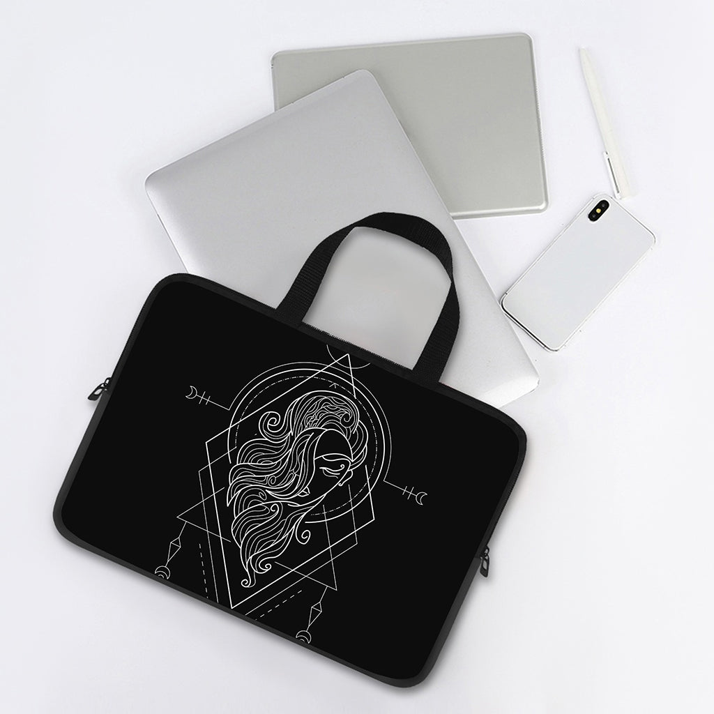 Black And White Virgo Sign Print Laptop Sleeve With Handle