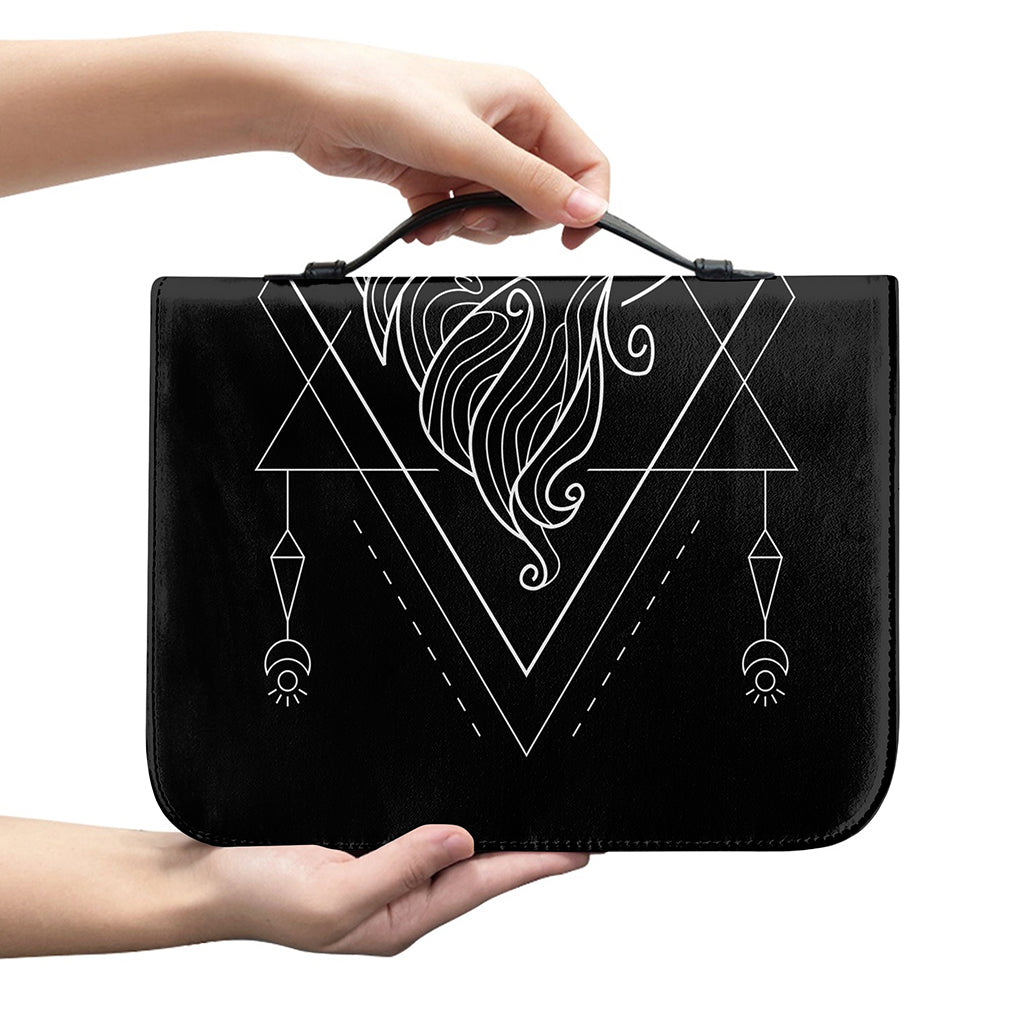 Black And White Virgo Sign Print Leather Bible Cover