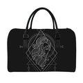 Black And White Virgo Sign Print Leather Duffel Bag