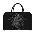 Black And White Virgo Sign Print Leather Duffle Bag
