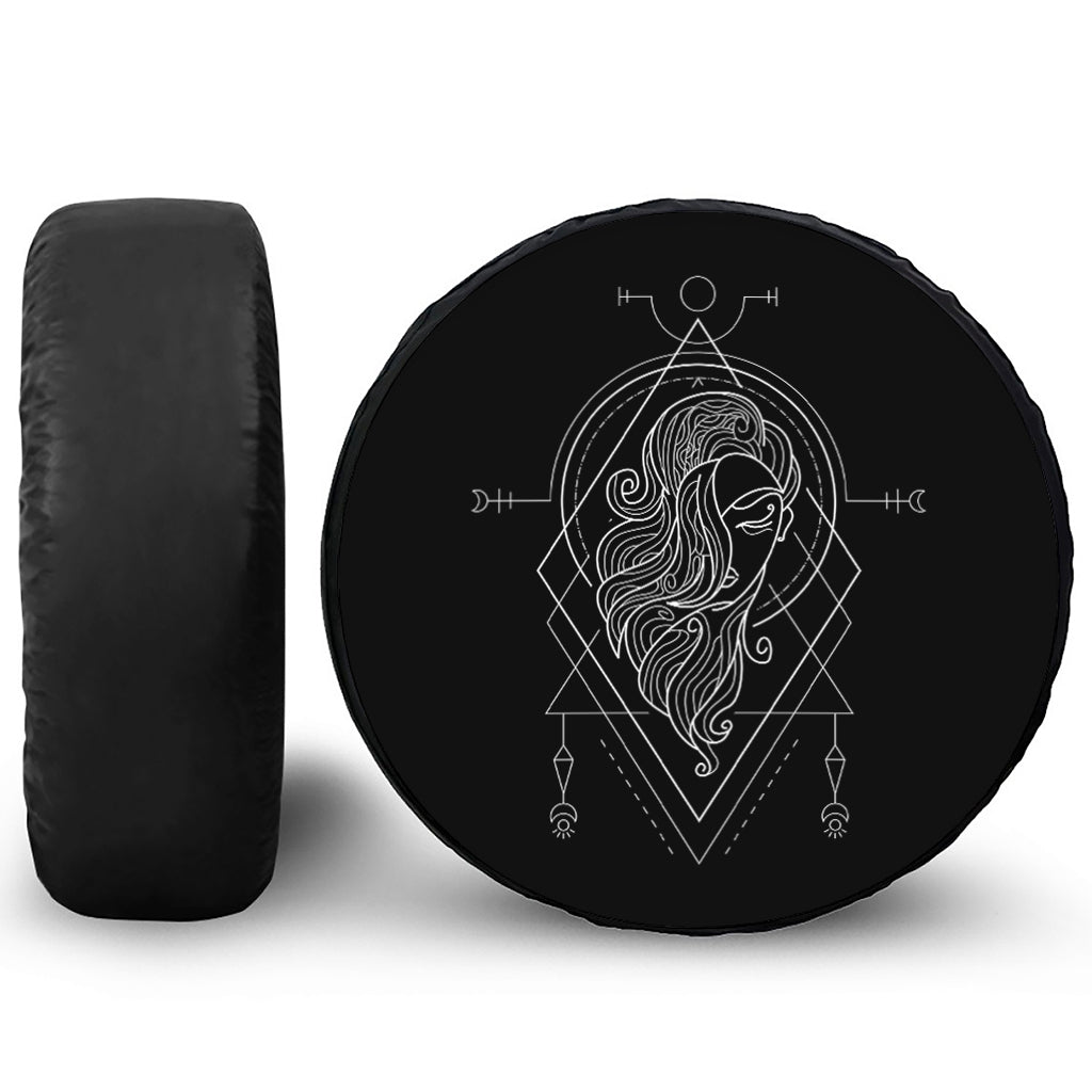 Black And White Virgo Sign Print Leather Spare Tire Cover