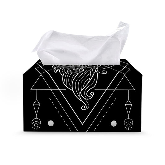 Black And White Virgo Sign Print Leather Tissue Box Cover