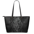 Black And White Virgo Sign Print Leather Tote Bag With Zipper