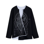Black And White Virgo Sign Print Long Sleeve Short Coat