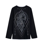 Black And White Virgo Sign Print Long Sleeve Short Coat