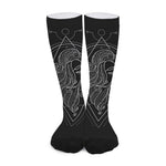Black And White Virgo Sign Print Long Socks
