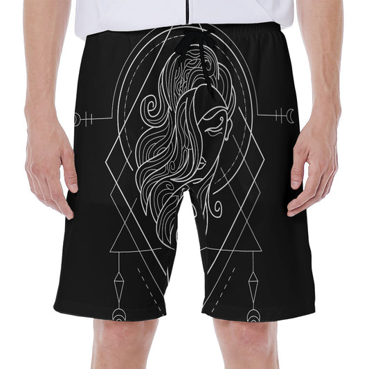 Black And White Virgo Sign Print Men's Beach Shorts