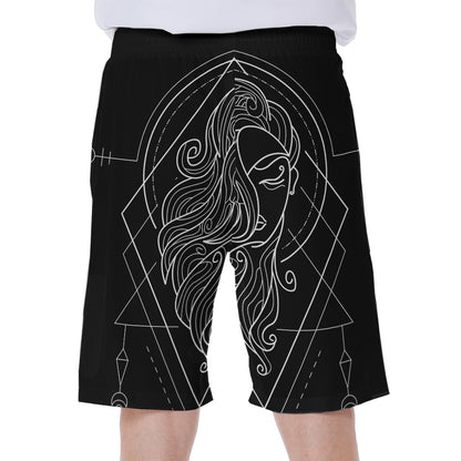 Black And White Virgo Sign Print Men's Beach Shorts