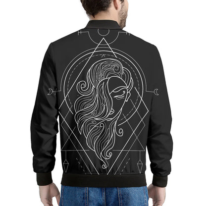 Black And White Virgo Sign Print Men's Bomber Jacket