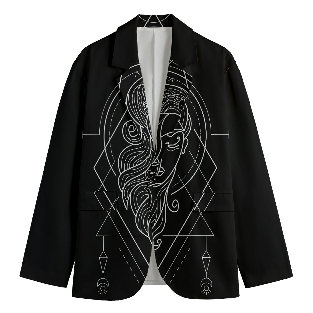 Black And White Virgo Sign Print Men's Cotton Blazer