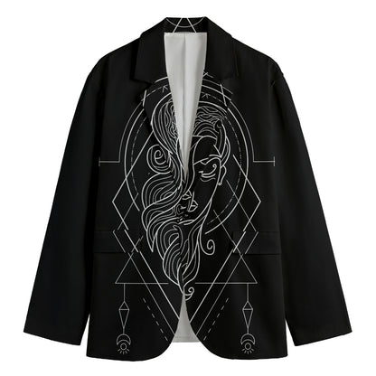 Black And White Virgo Sign Print Men's Cotton Blazer