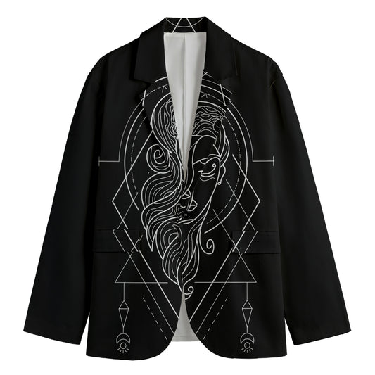 Black And White Virgo Sign Print Men's Cotton Blazer