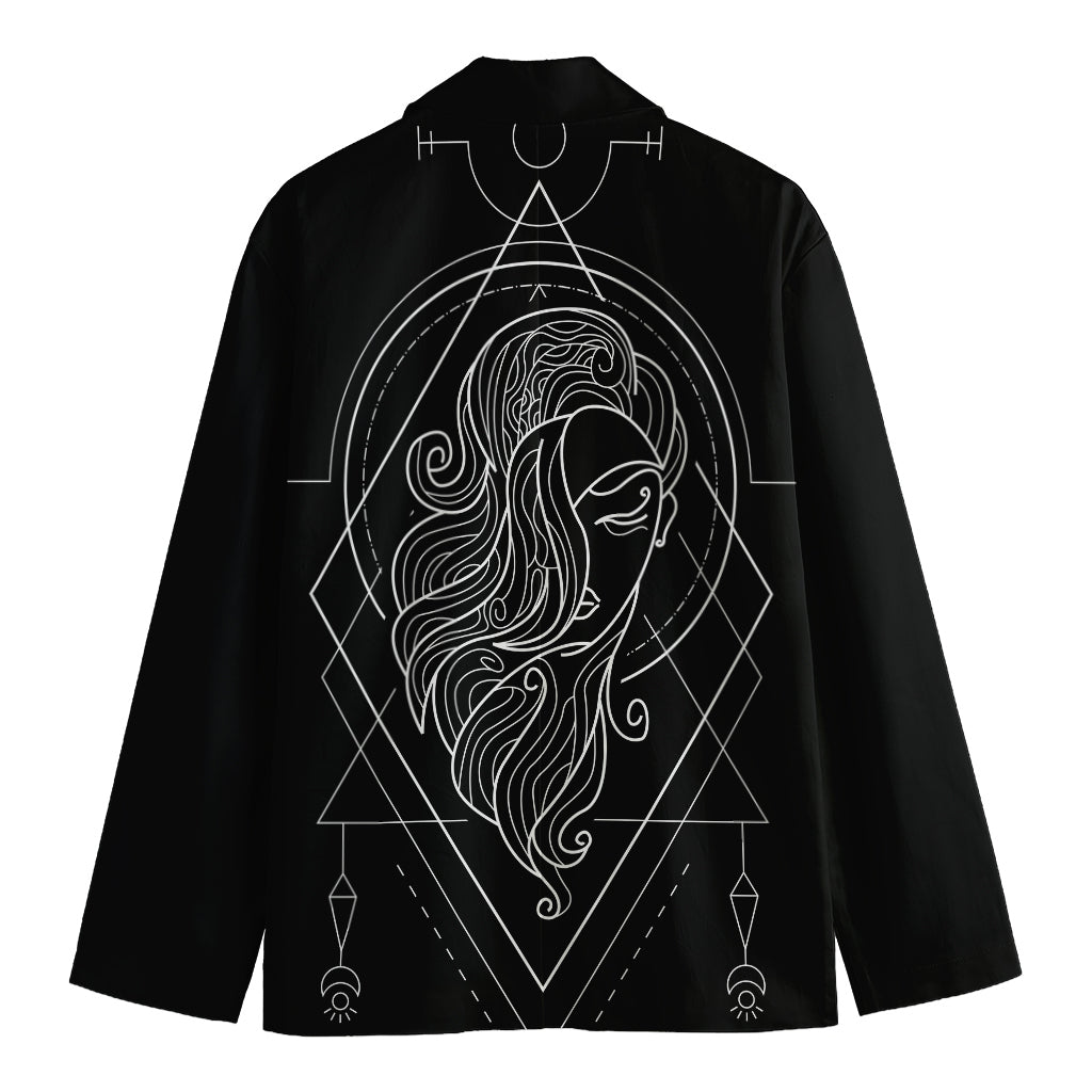 Black And White Virgo Sign Print Men's Cotton Blazer