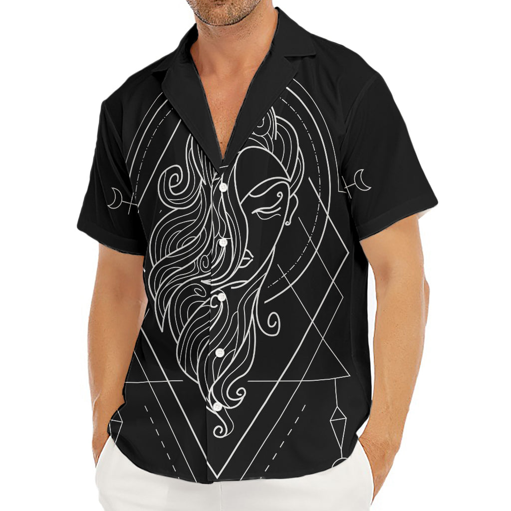 Black And White Virgo Sign Print Men's Deep V-Neck Shirt