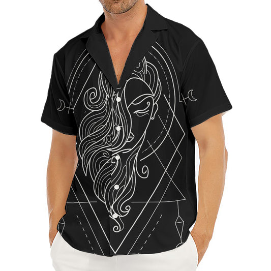 Black And White Virgo Sign Print Men's Deep V-Neck Shirt