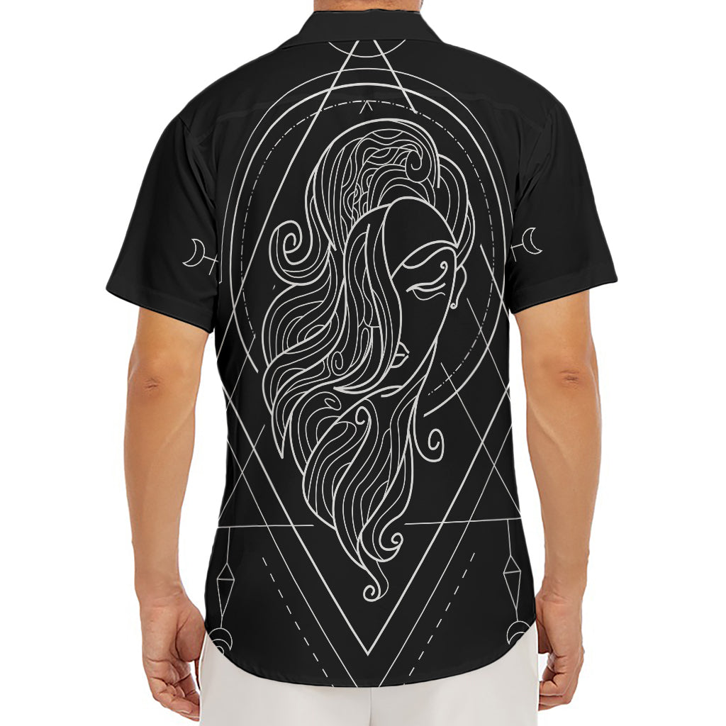 Black And White Virgo Sign Print Men's Deep V-Neck Shirt