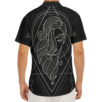Black And White Virgo Sign Print Men's Deep V-Neck Shirt