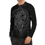 Black And White Virgo Sign Print Men's Long Sleeve Rash Guard