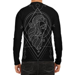 Black And White Virgo Sign Print Men's Long Sleeve Rash Guard